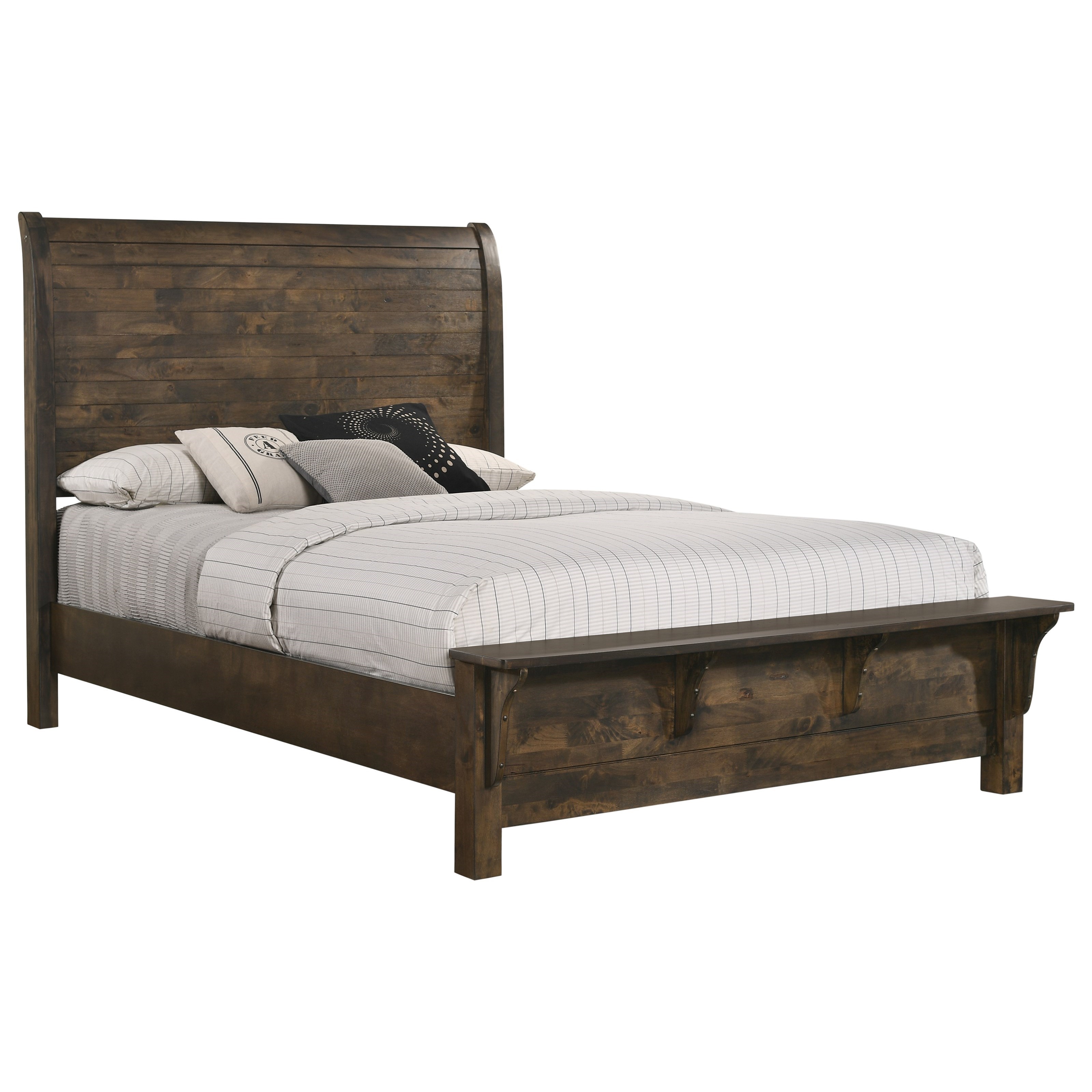 New Classic Blue Ridge Modern Rustic Queen Platform Bed with Bench